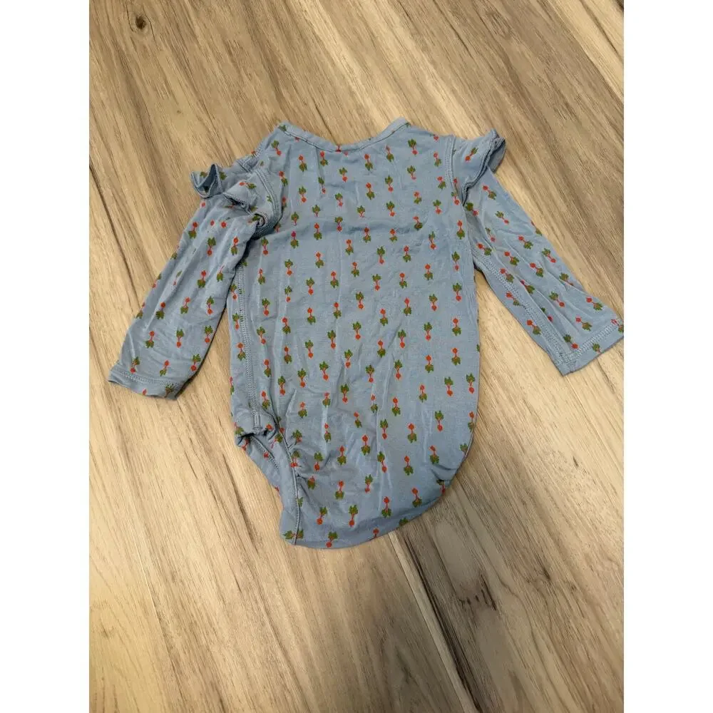 Hanna Andersson 6-12 Months Bamboo Baby One Piece Long Sleeve Radish Print